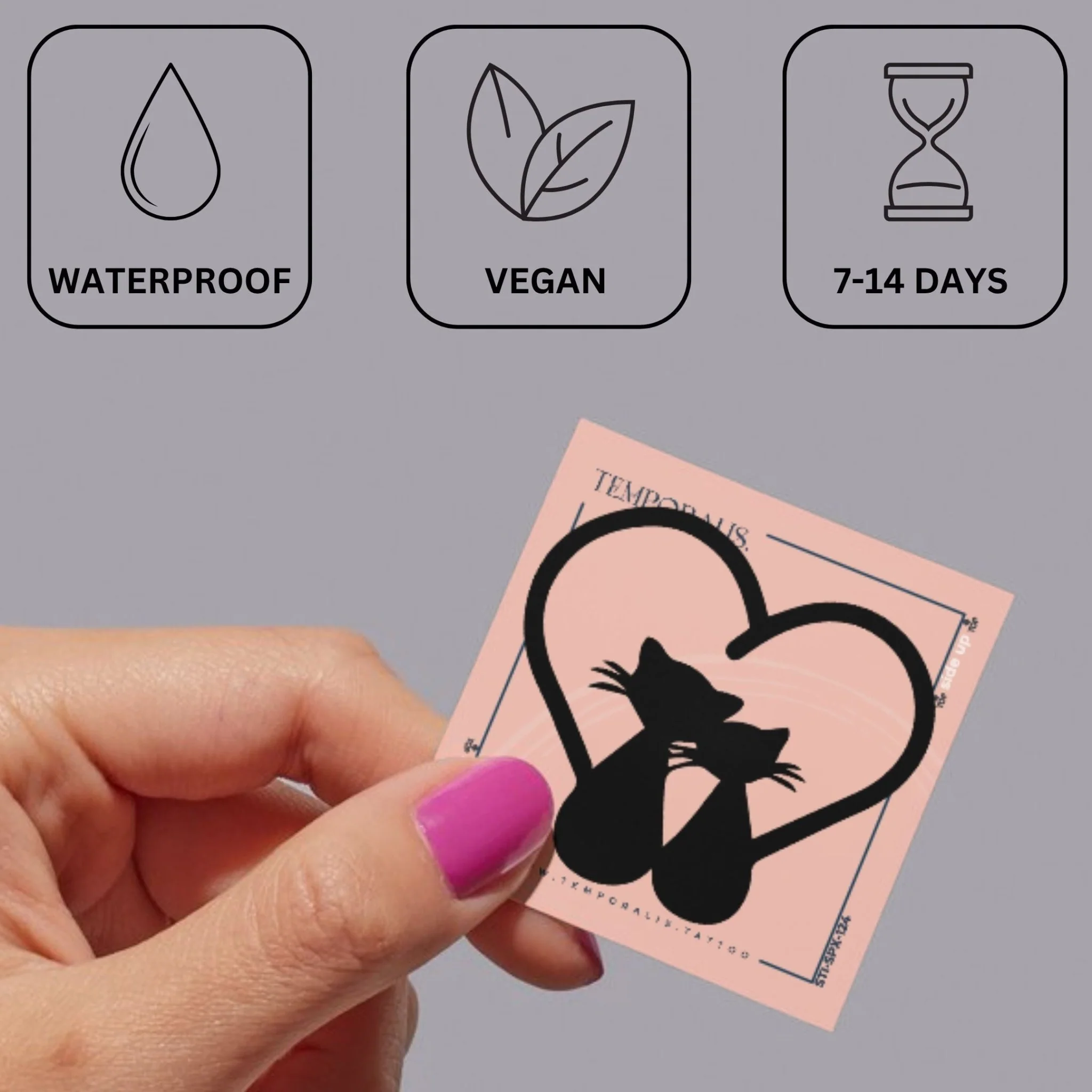Two cats forming a heart temporary tattoo - Image 3