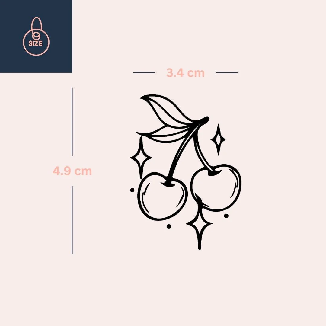 Cherry temporary tattoo with sparkles - Image 4