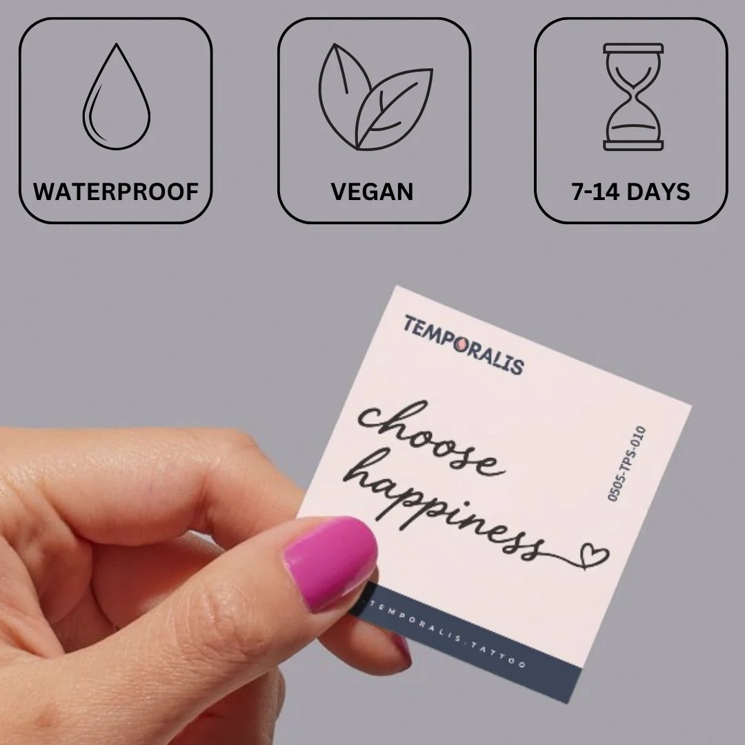 “Choose Happiness” Temporary Tattoo in Script - Image 3