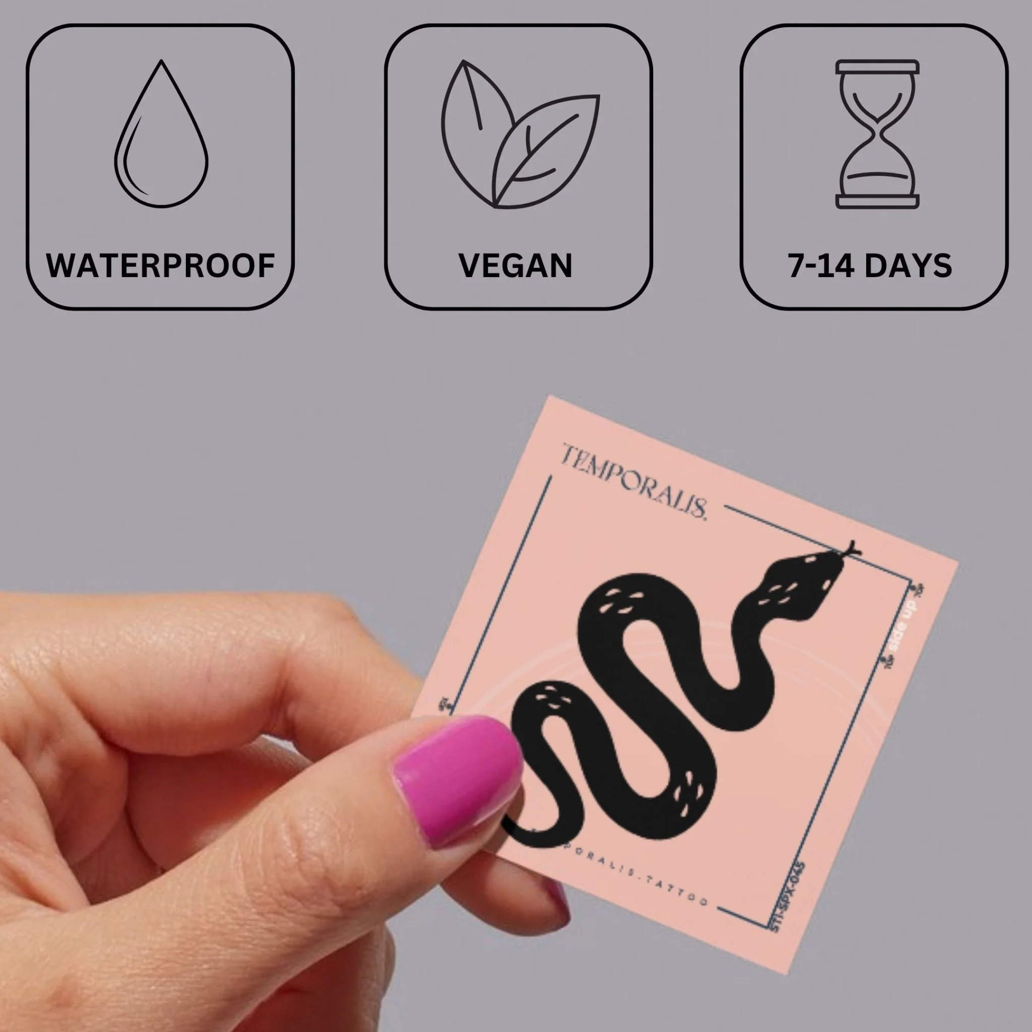 Wavy snake temporary tattoo - silhouette - Image 3