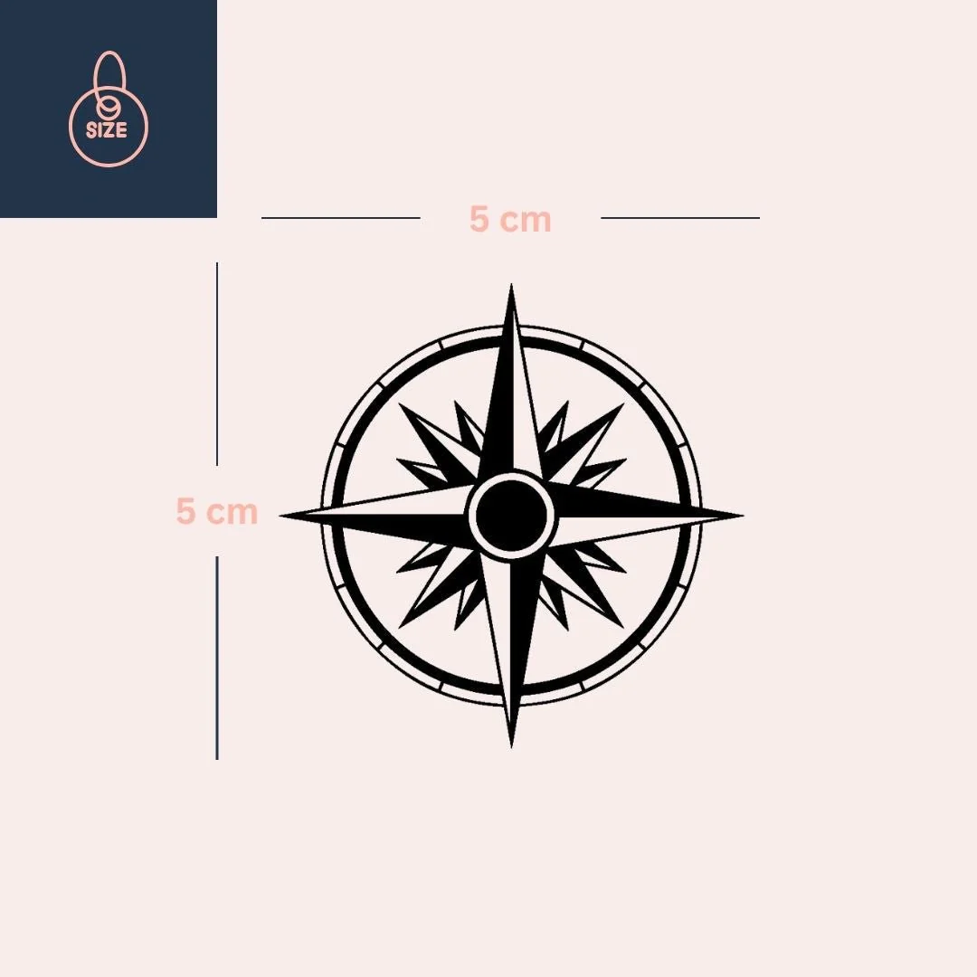 Geometric Compass Rose Temporary Tattoo - Image 4