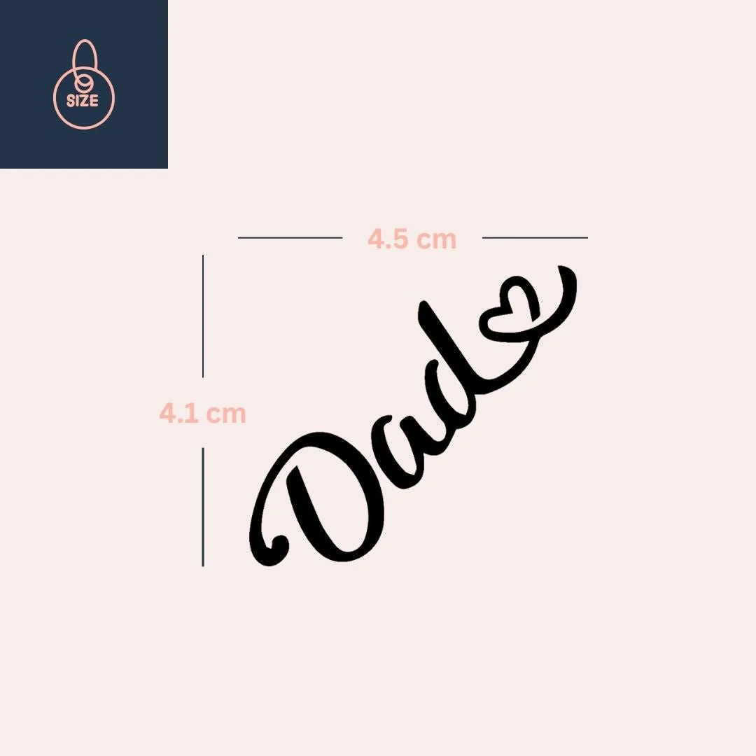 Dad' Script Temporary Tattoo with Heart - Image 4