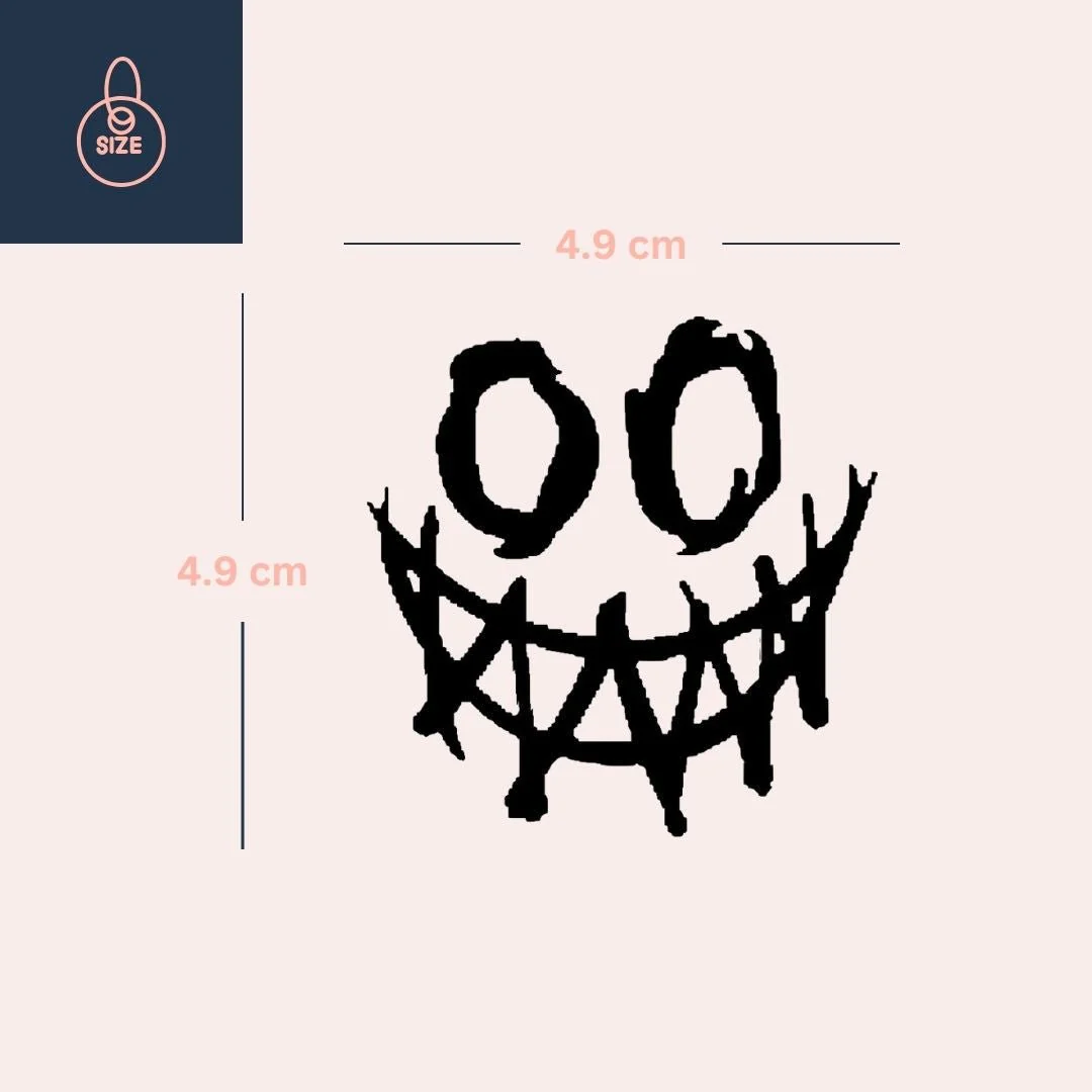 Creepy grinning smiley face temporary tattoo - Image 4
