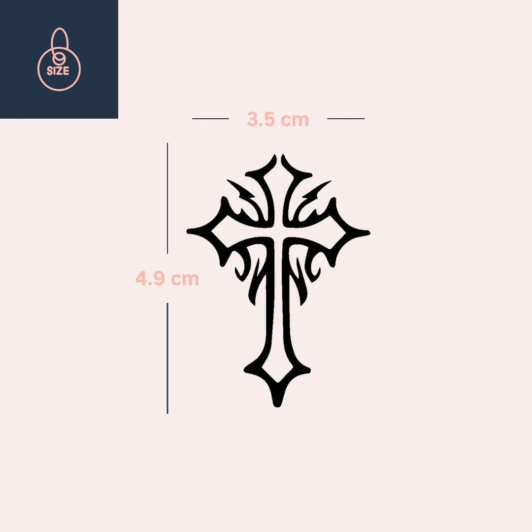 Gothic Christian cross temporary tattoo - Image 4