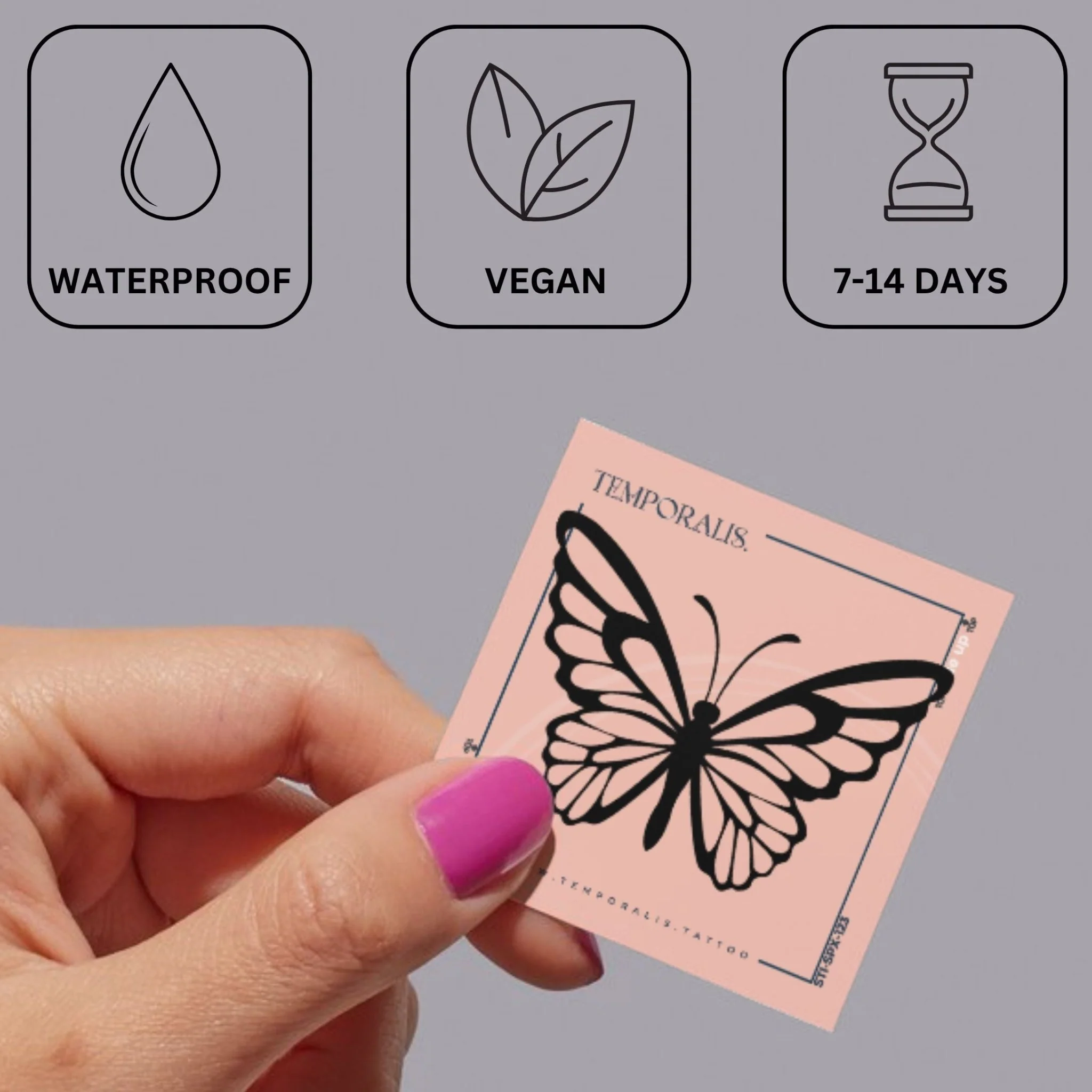Butterfly Silhouette Temporary Tattoo - Image 3