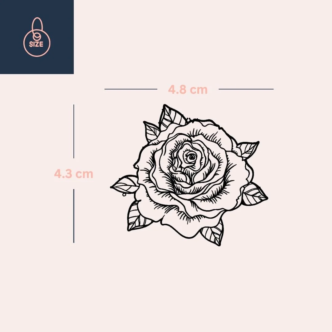 Temporary rose tattoo with leaves - Image 4