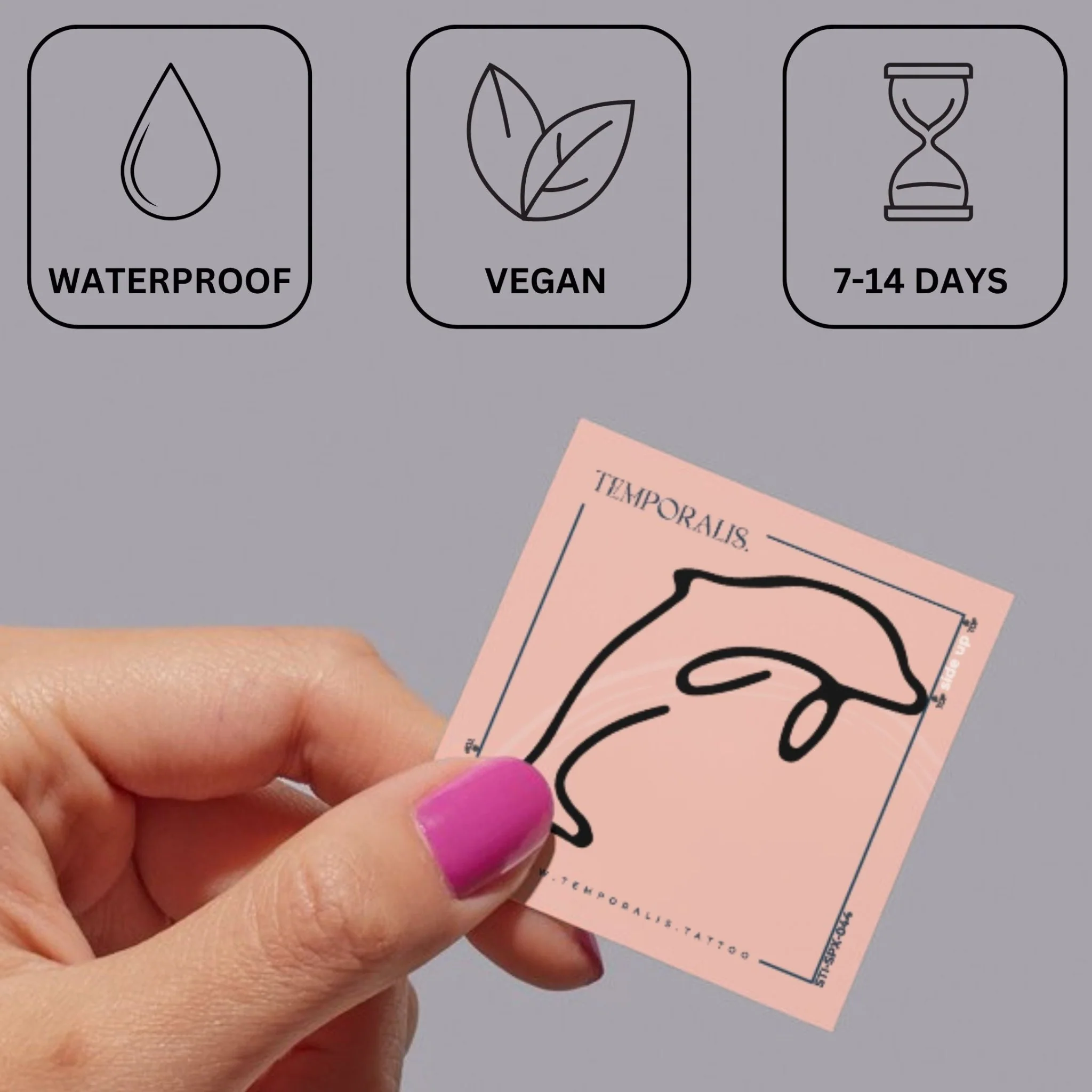 One-line jumping dolphin temporary tattoo - Image 3