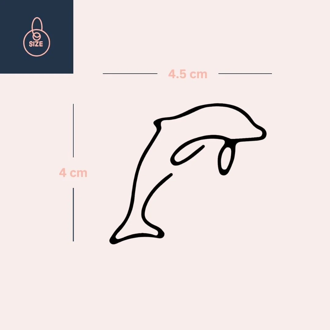 One-line jumping dolphin temporary tattoo - Image 4