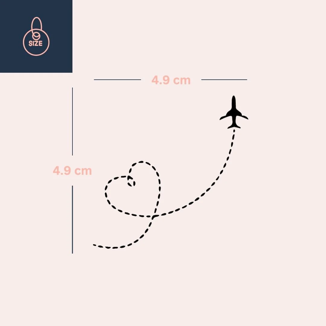 Airplane heart trail temporary tattoo - Image 4