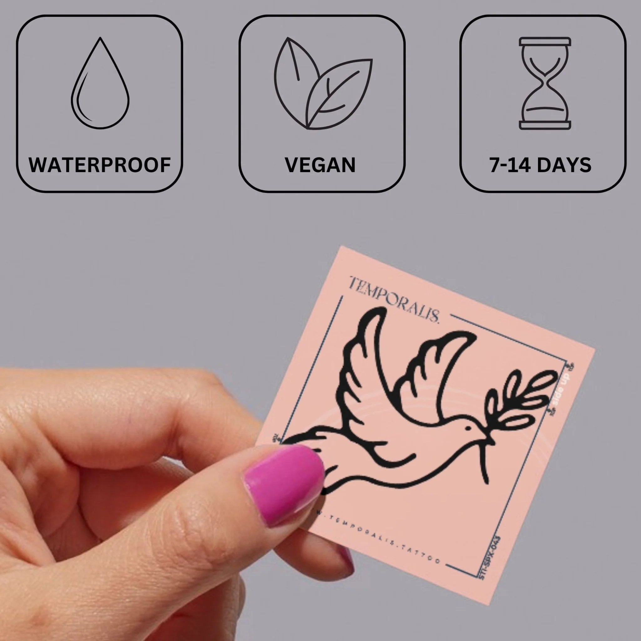 Dove with olive branch temporary tattoo - Image 3