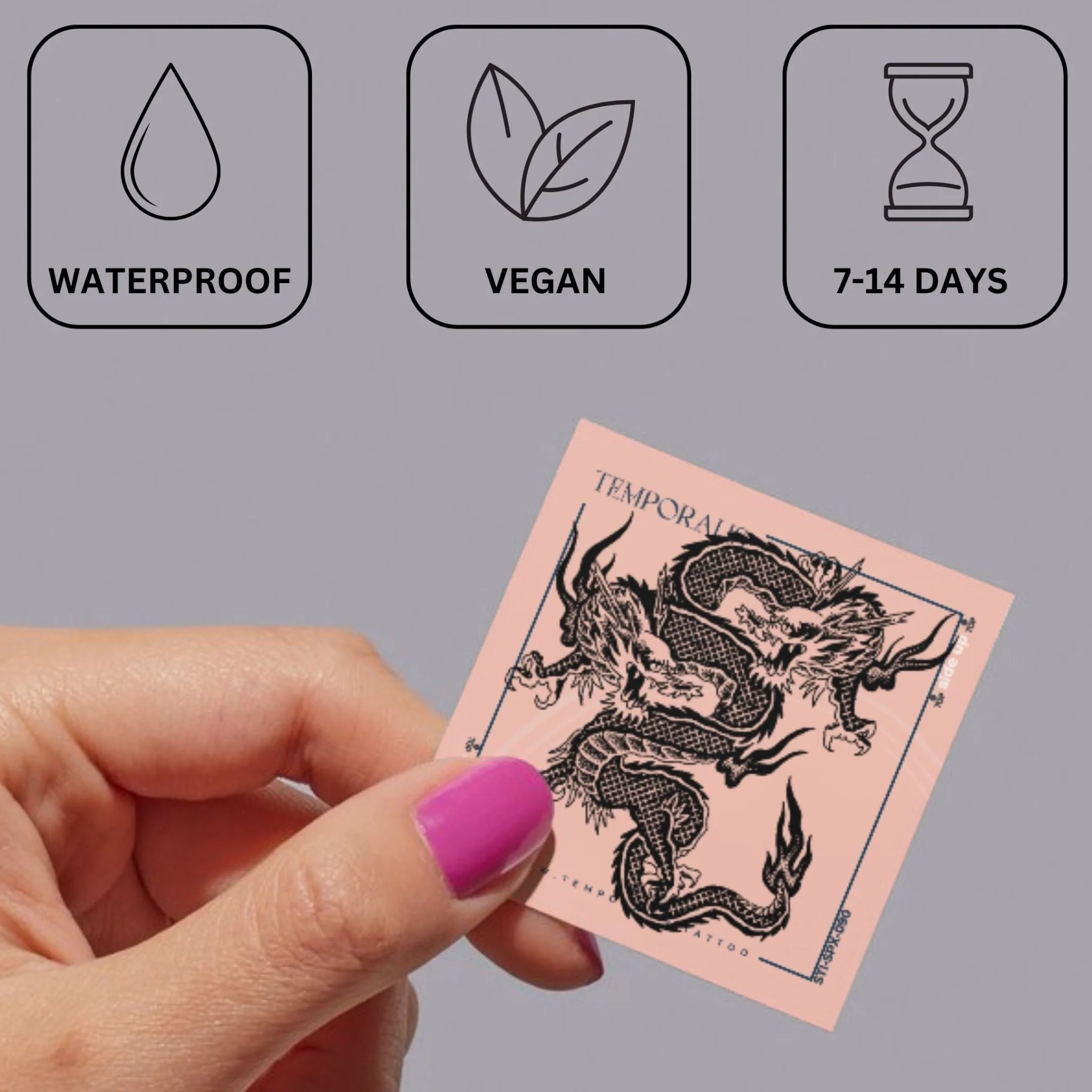 Two-Headed Dragon Temporary Tattoo, Asian Style - Image 3