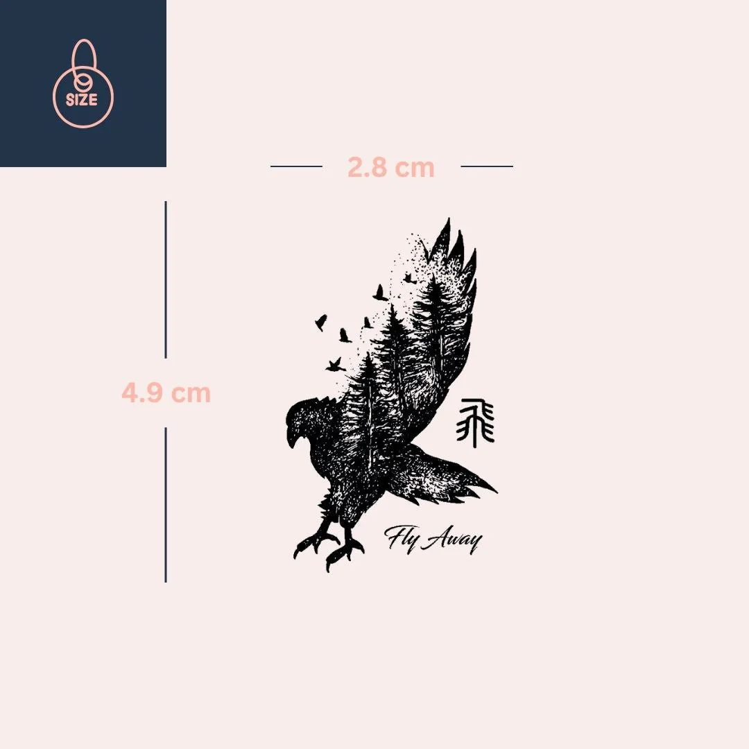 Eagle and forest double-exposure temporary tattoo - Image 4