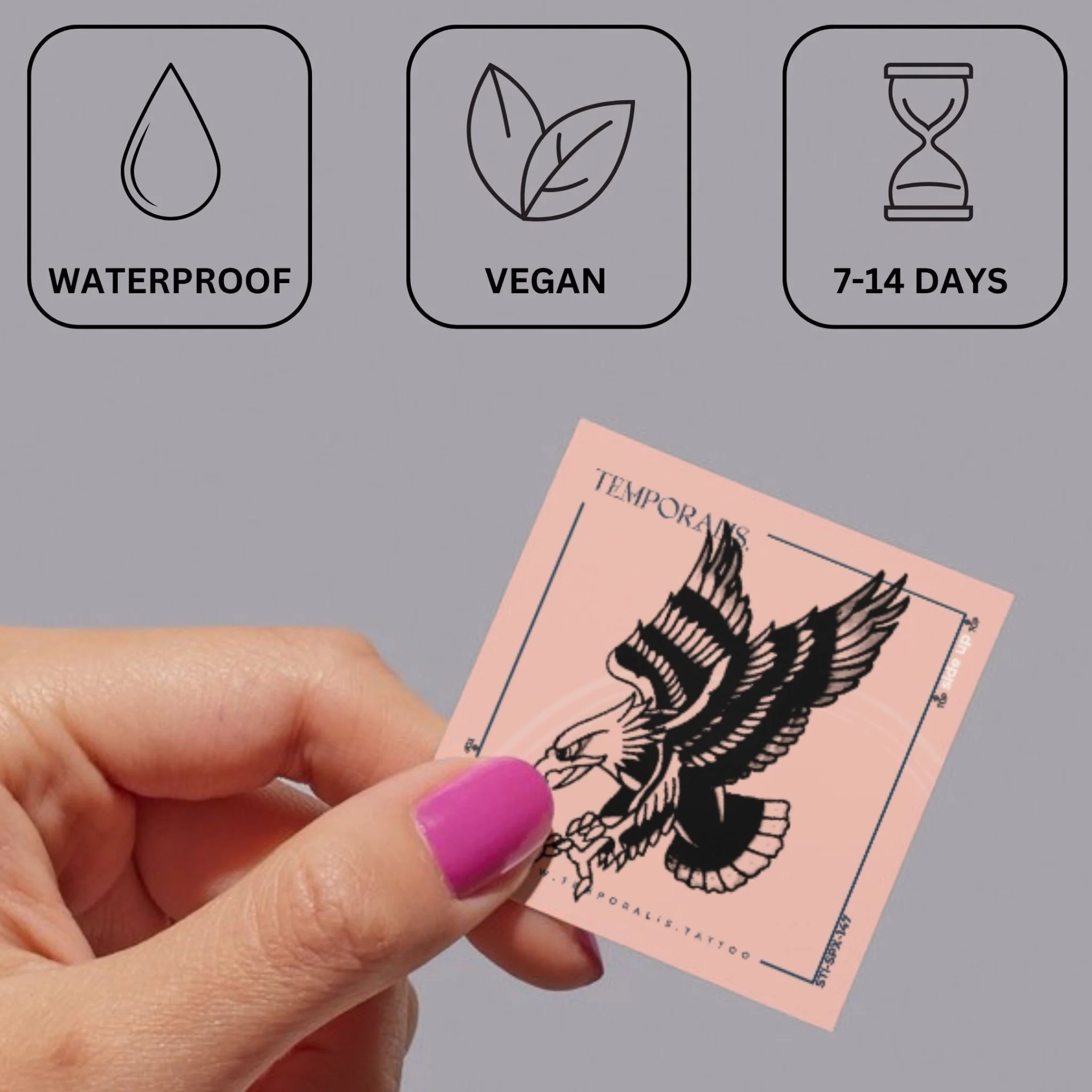 Attacking Eagle Temporary Tattoo, Traditional Style - Image 3