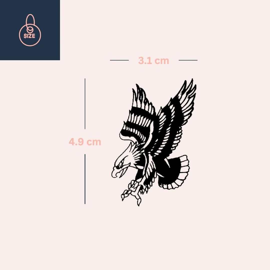 Attacking Eagle Temporary Tattoo, Traditional Style - Image 4