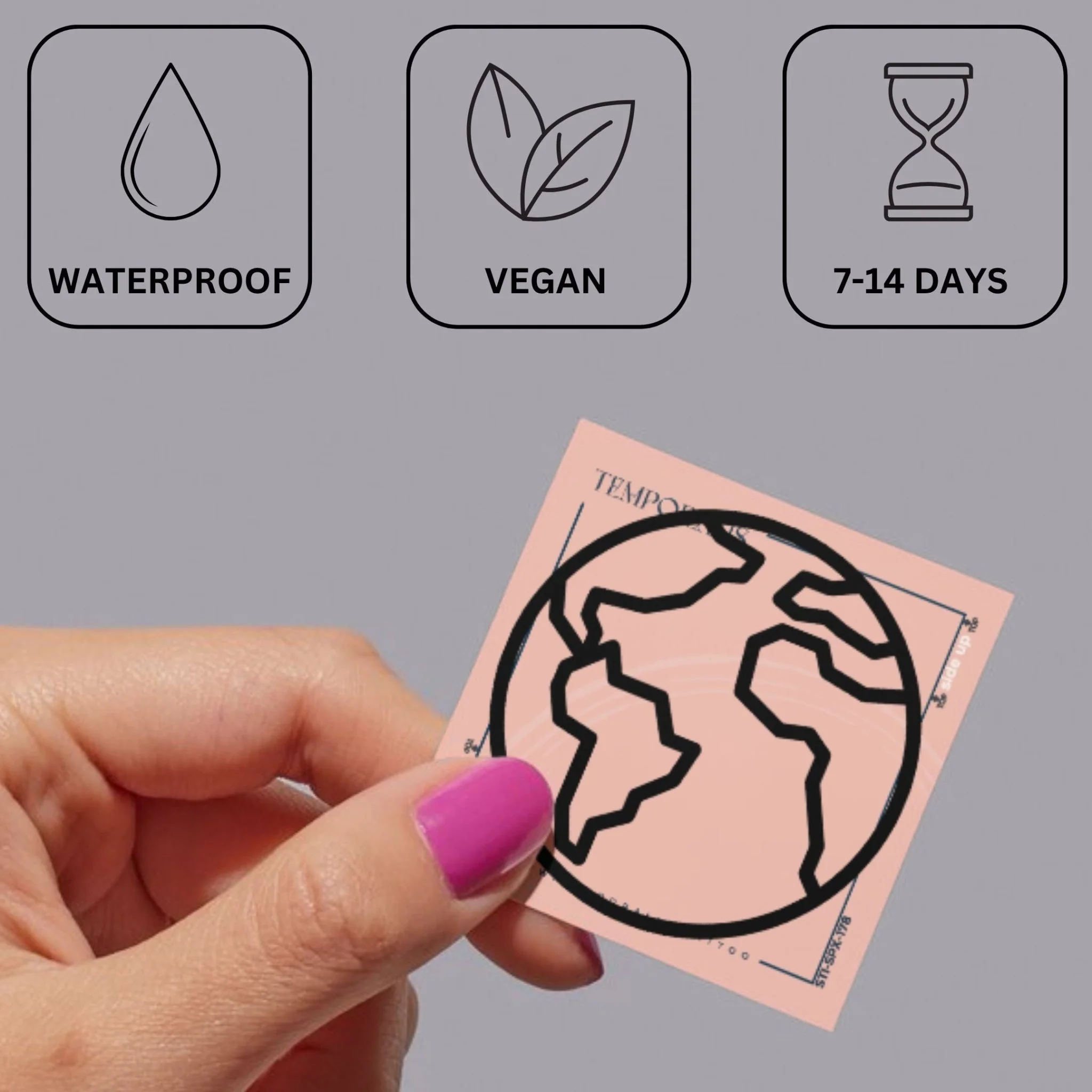 Fine Line World Globe Temporary Tattoo - Image 3