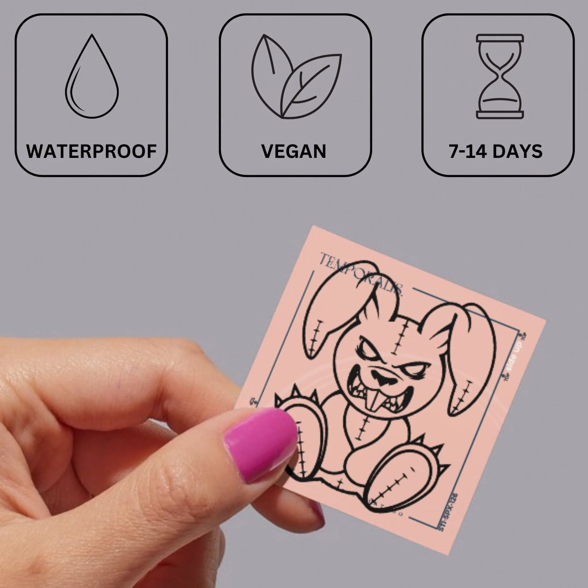 Stitched killer bunny temporary tattoo - Image 3