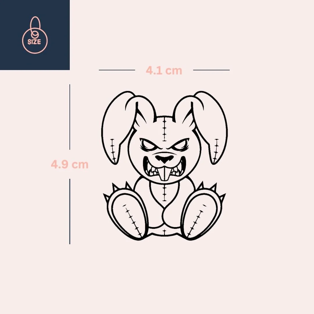 Stitched killer bunny temporary tattoo - Image 4