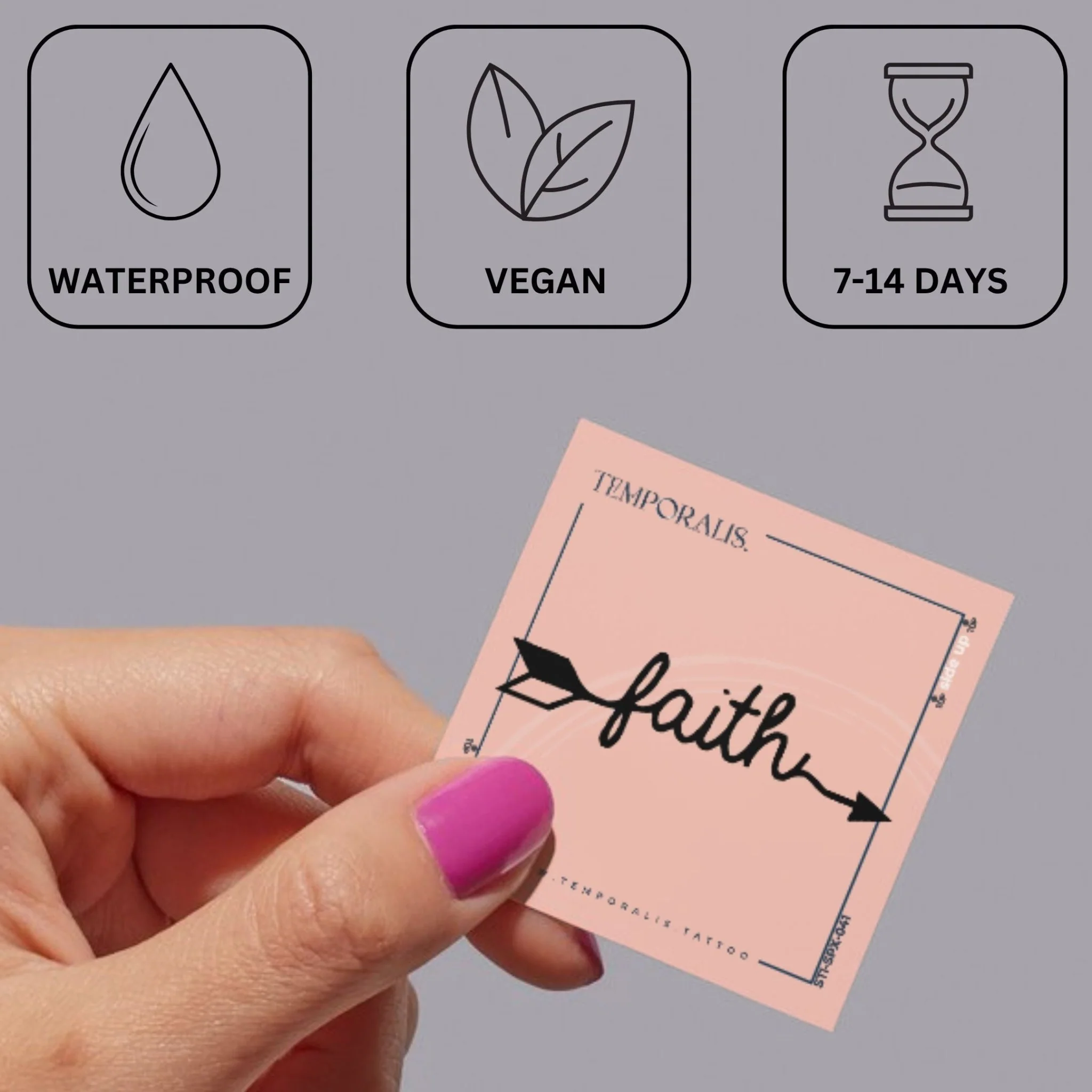 Faith Arrow Script Temporary Tattoo - Image 3