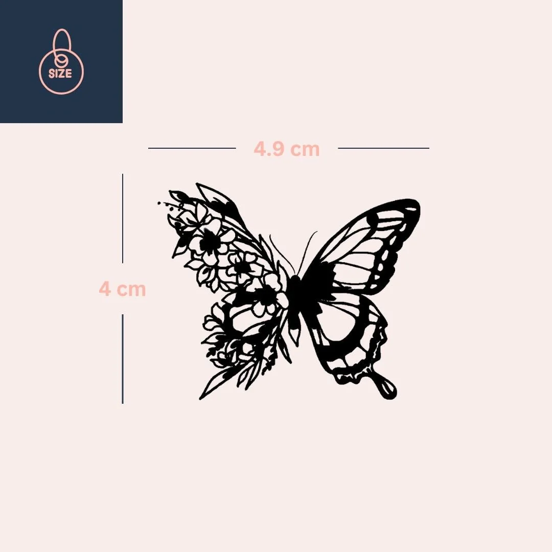 Floral butterfly temporary tattoo - Image 4