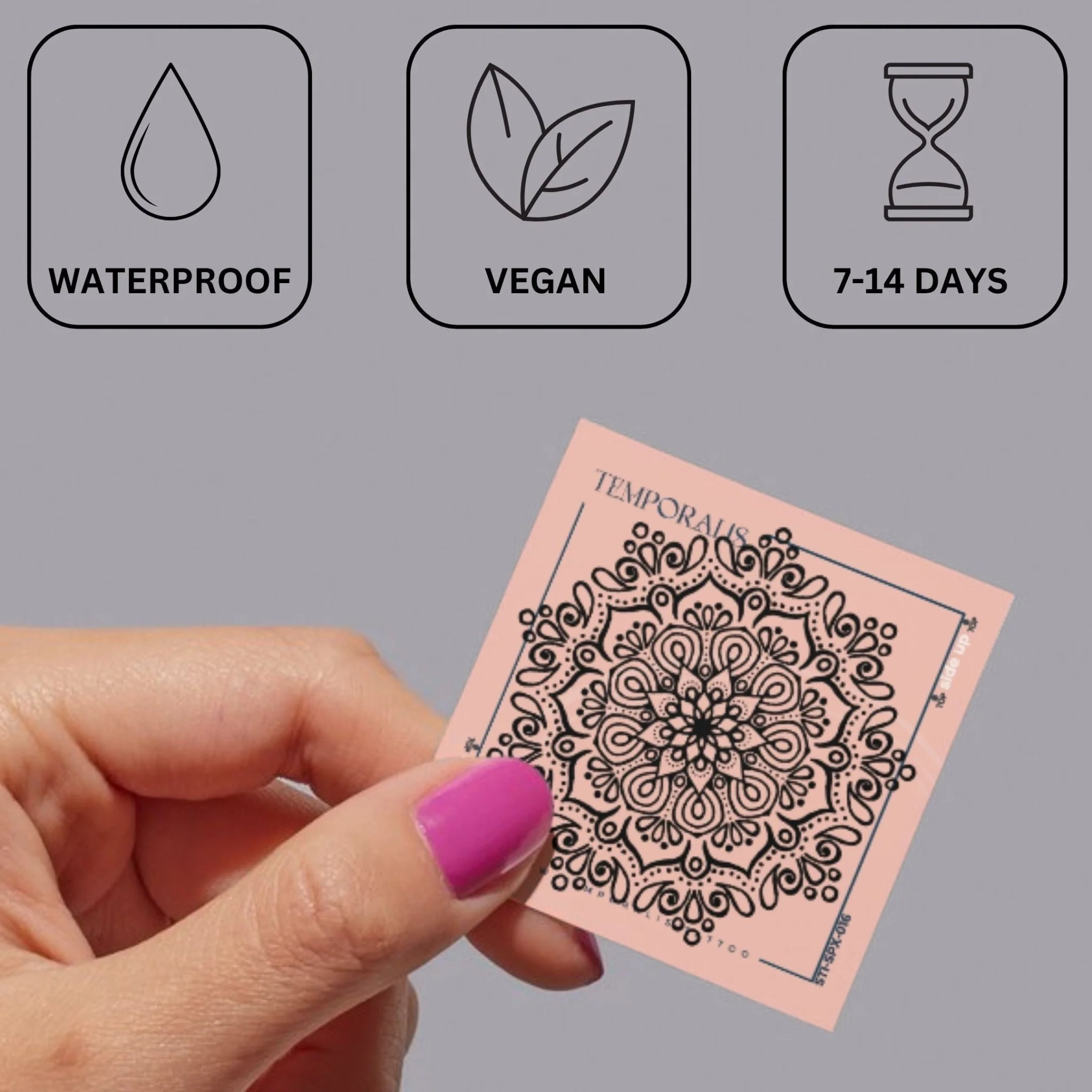 Floral mandala dotwork temporary tattoo - Image 3