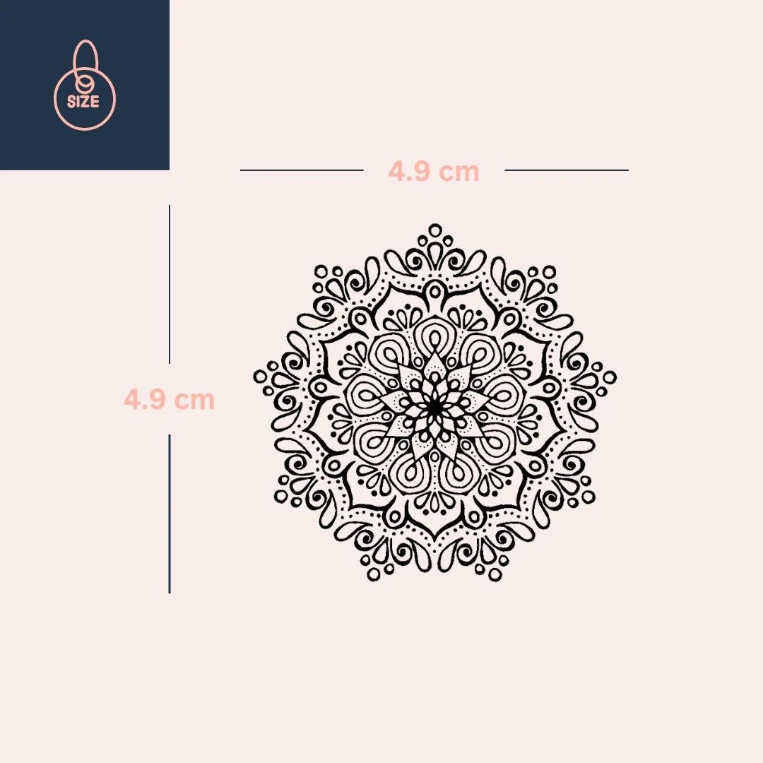 Floral mandala dotwork temporary tattoo - Image 4