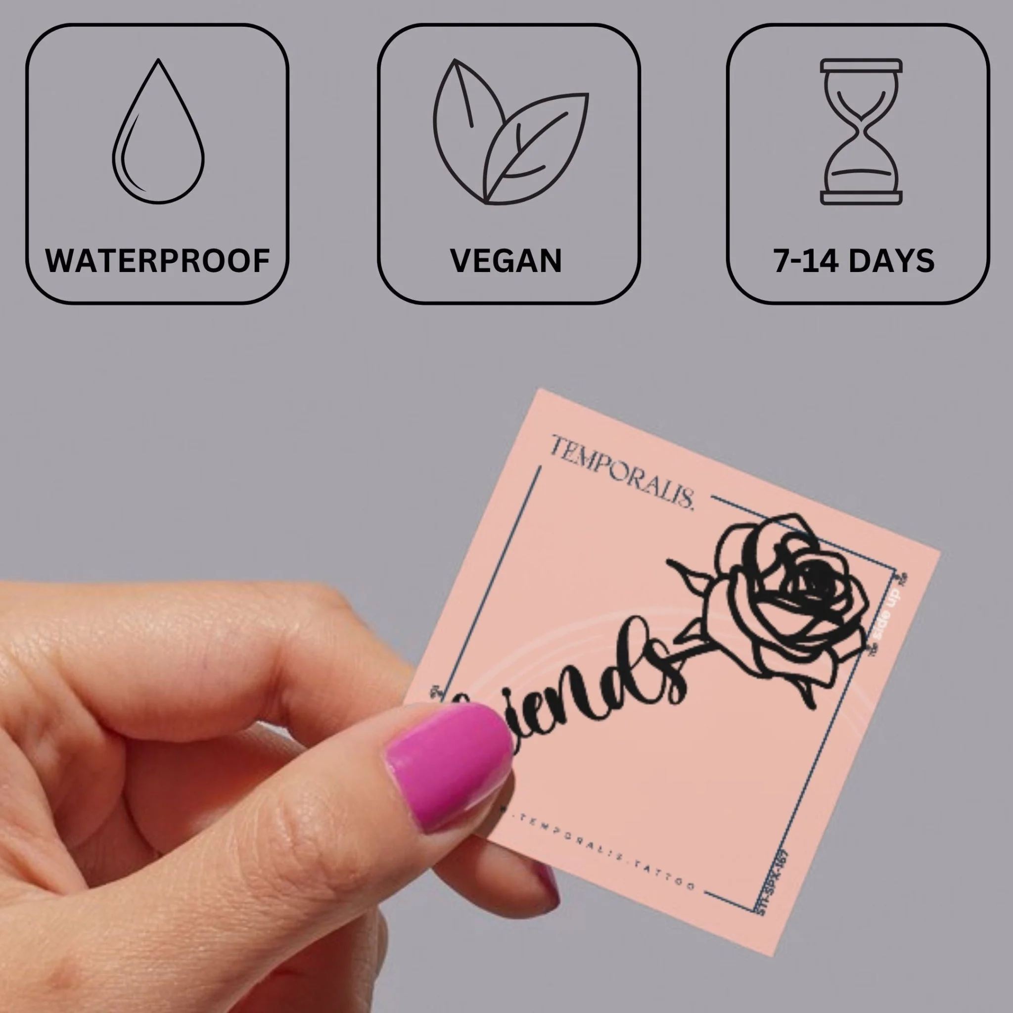 Rose 'friends' script temporary tattoo - Image 3