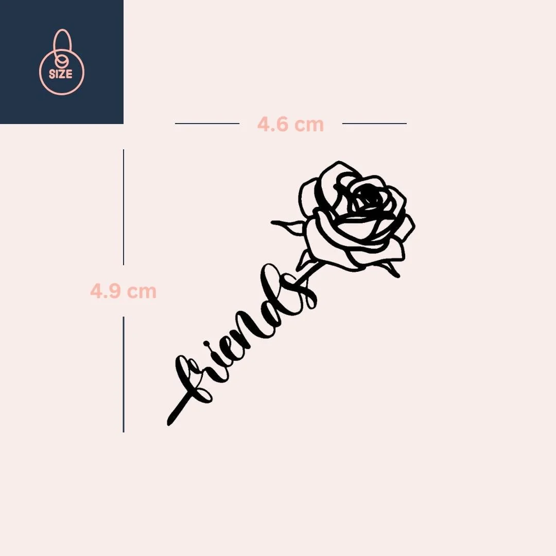 Rose 'friends' script temporary tattoo - Image 4