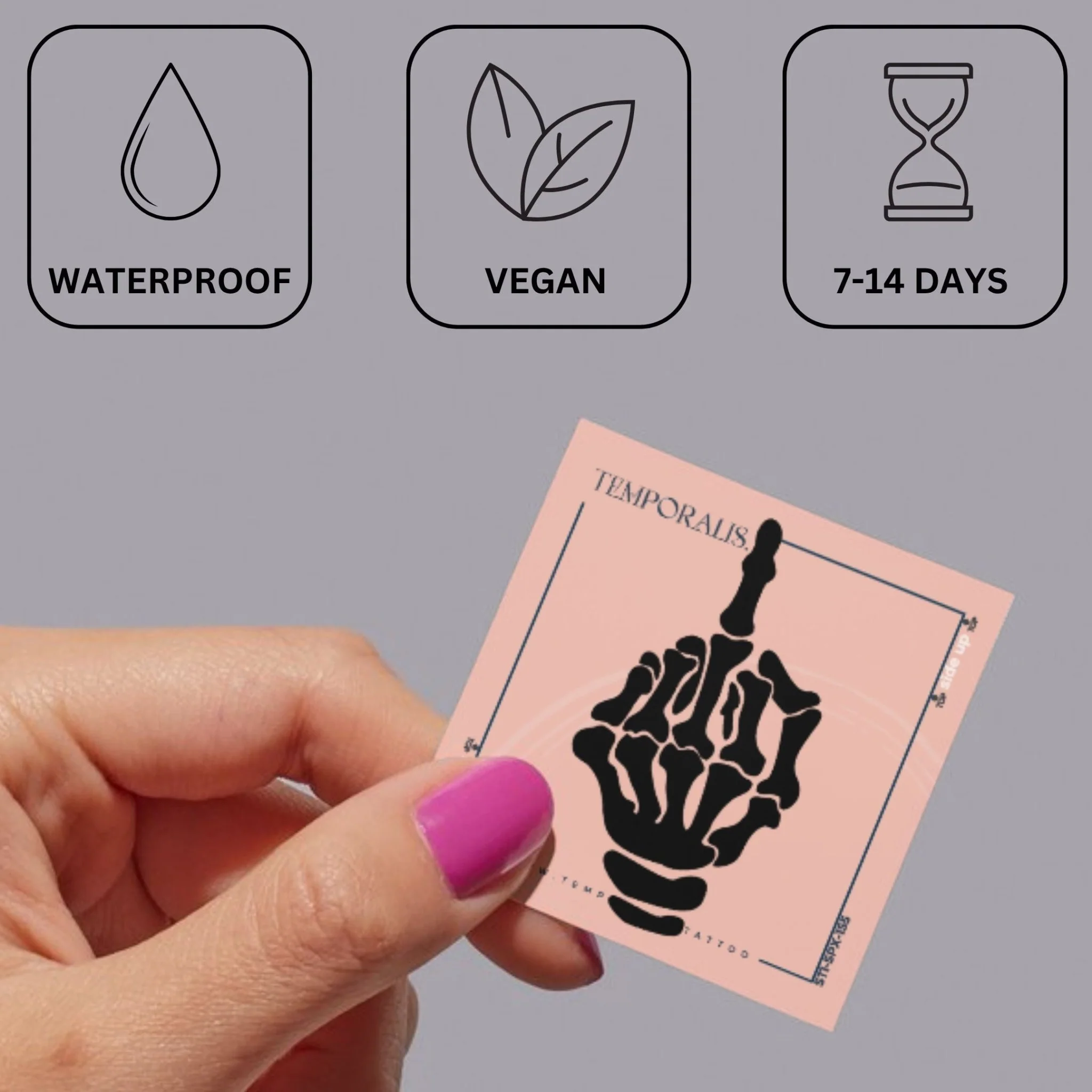 Skeleton hand middle finger temporary tattoo - Image 3