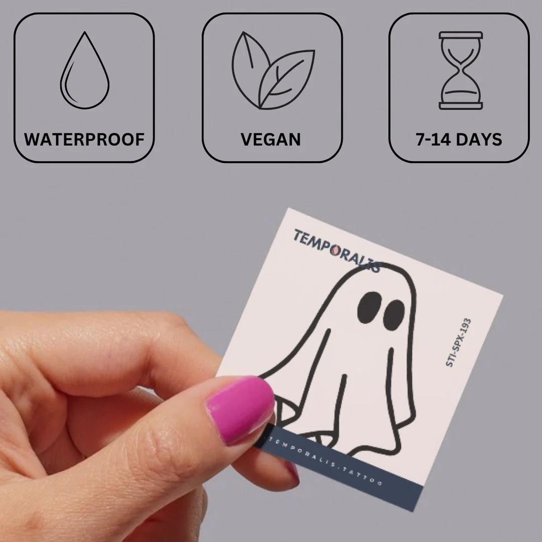 Cartoon ghost temporary tattoo - Image 3