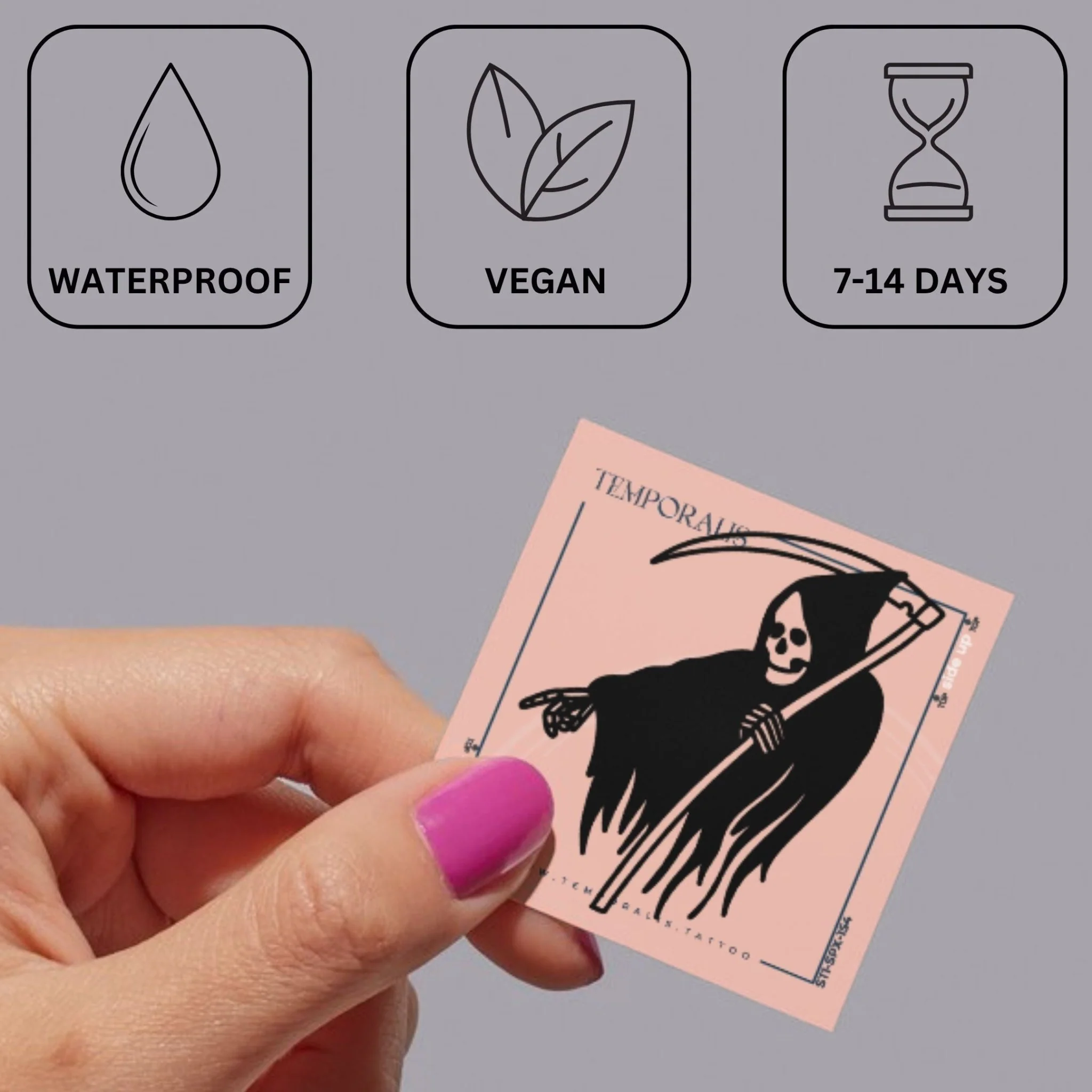 Grim Reaper Silhouette Temporary Tattoo - Image 3