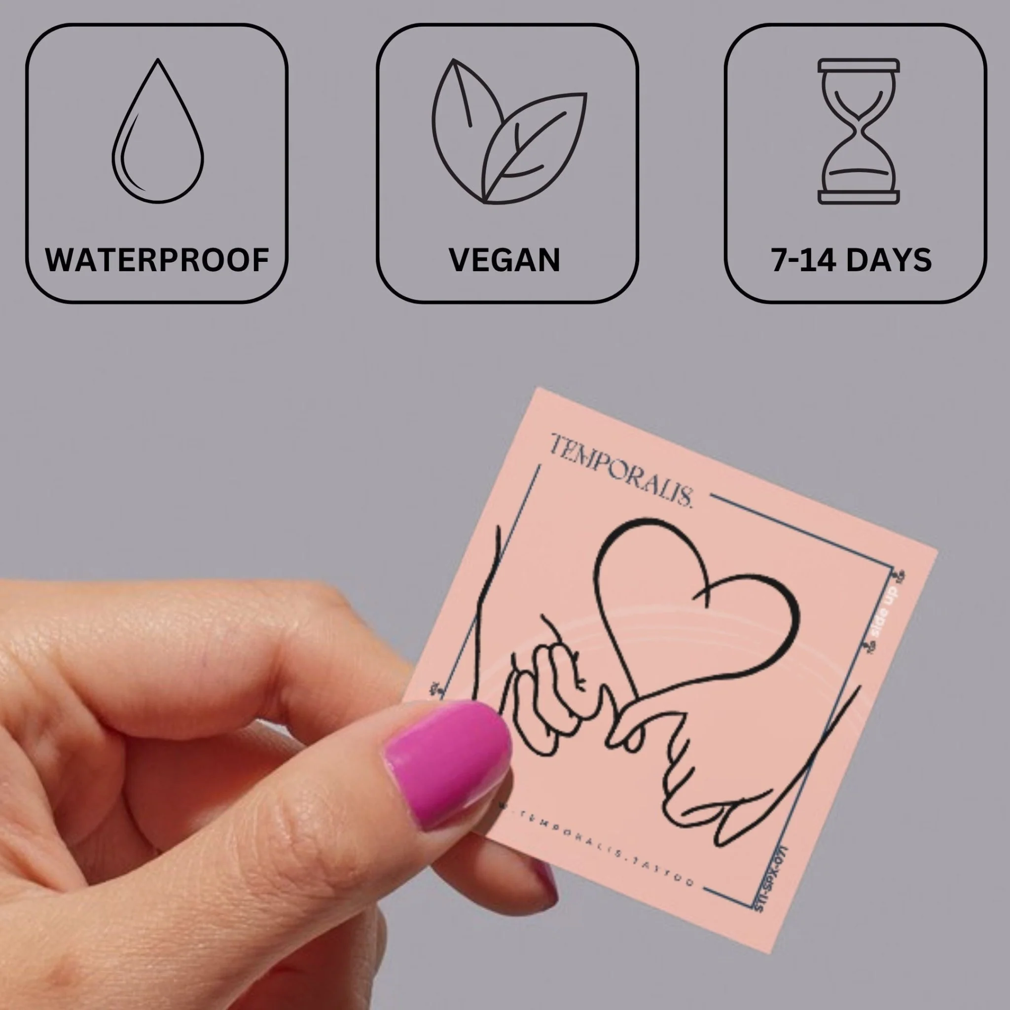 Pinky Promise Heart Hands Temporary Tattoo - Image 3