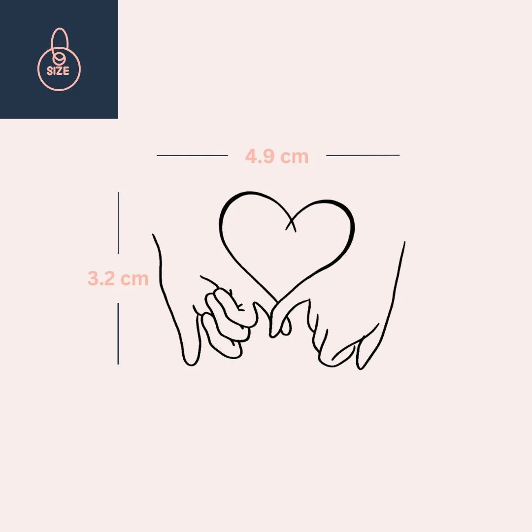 Pinky Promise Heart Hands Temporary Tattoo - Image 4