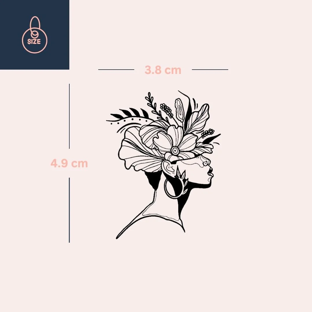 Woman in profile with flower crown temporary tattoo - Image 4