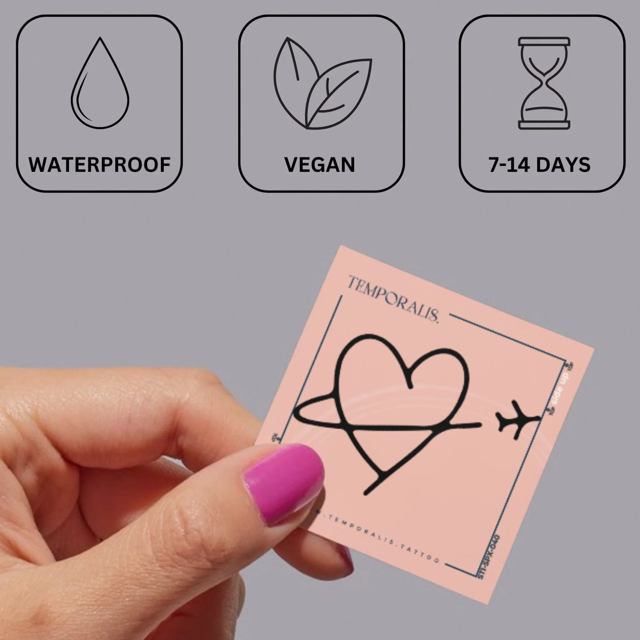 Heart in Orbit with Star Temporary Tattoo - Image 3