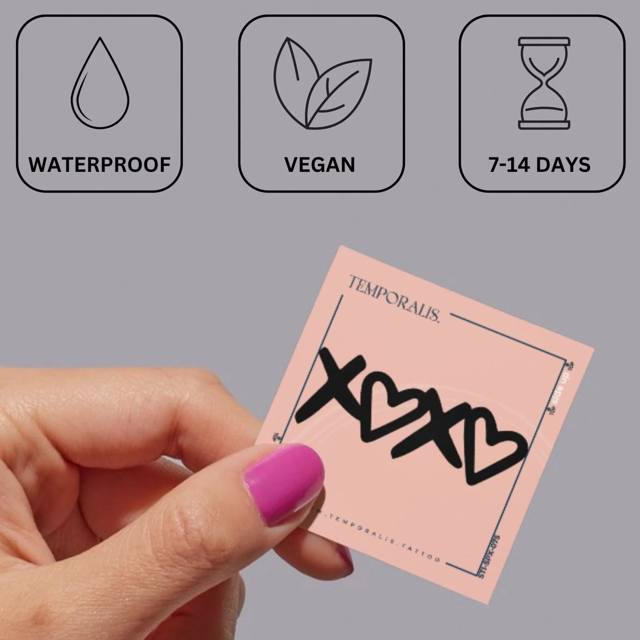 XOXO Hearts temporary tattoo - Image 3