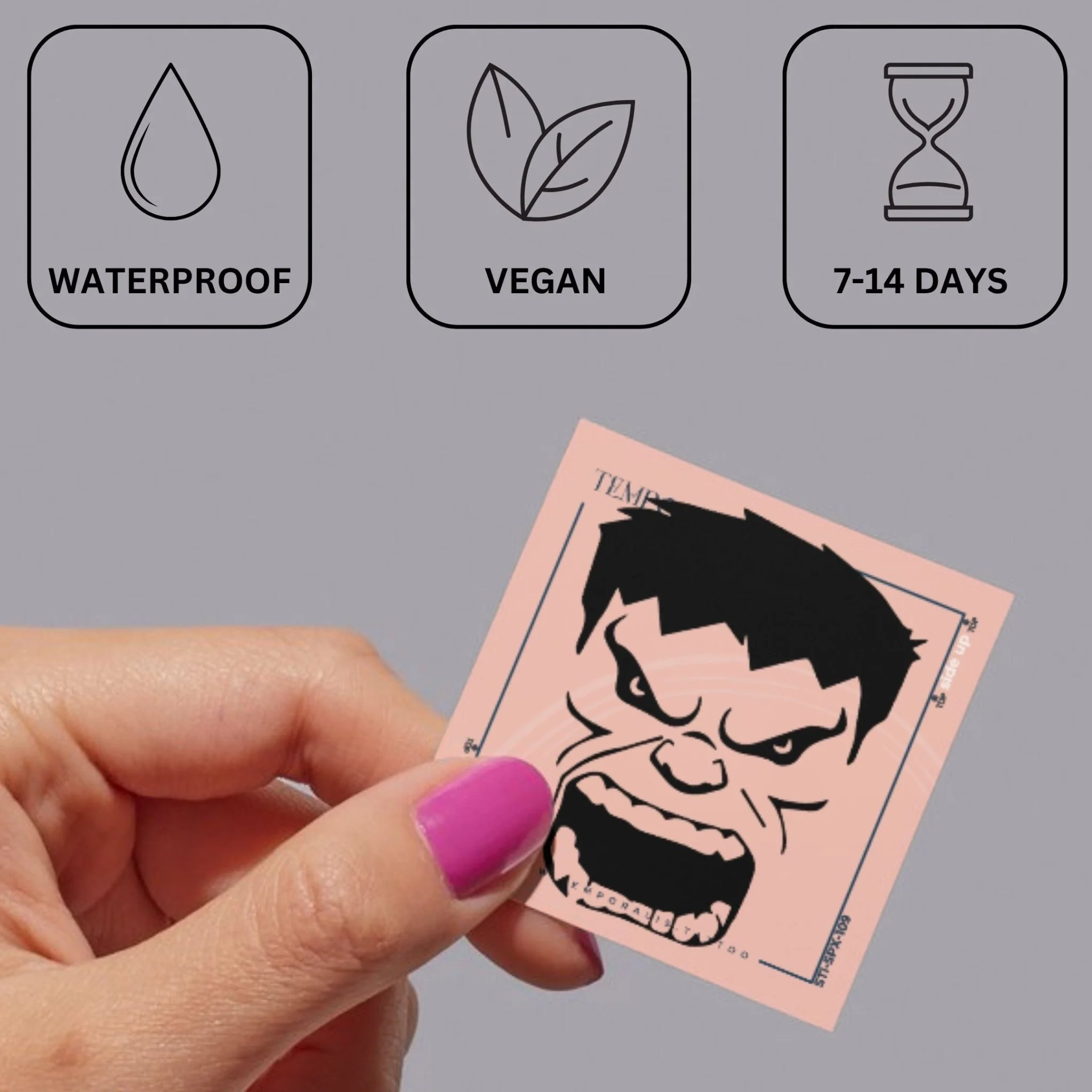 Hulk angry face temporary tattoo - Image 3