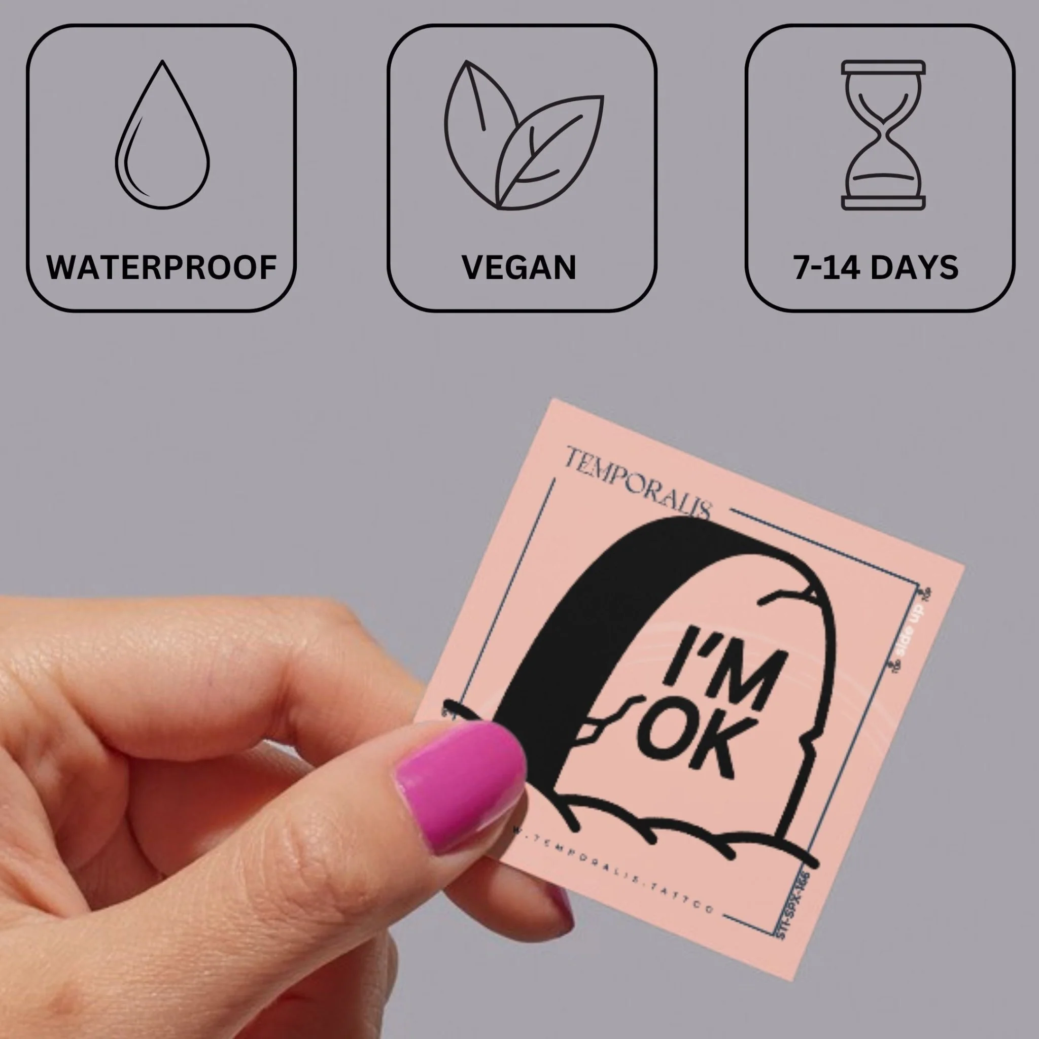Tombstone 'I'M OK' temporary tattoo - Image 3
