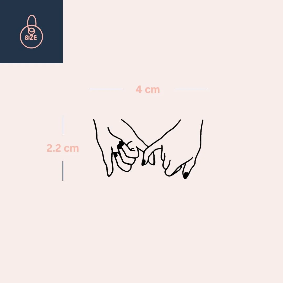 Pinky Promise fine-line temporary tattoo with black nails - Image 4