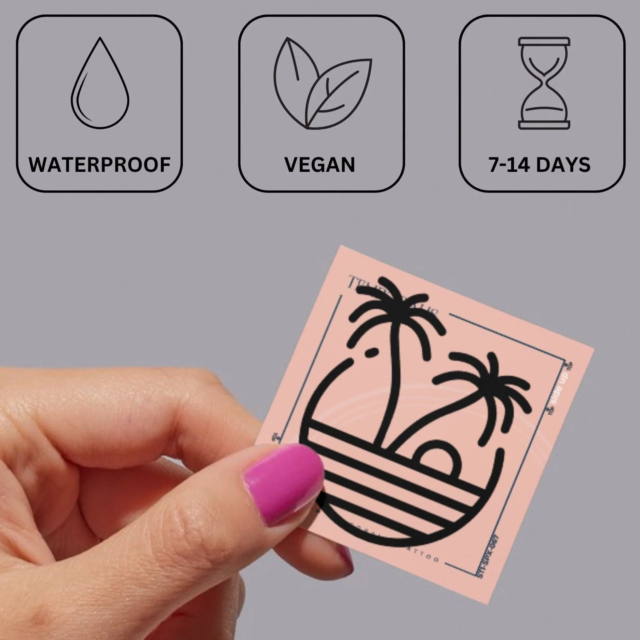 Two palm trees and sunset temporary tattoo - Image 3