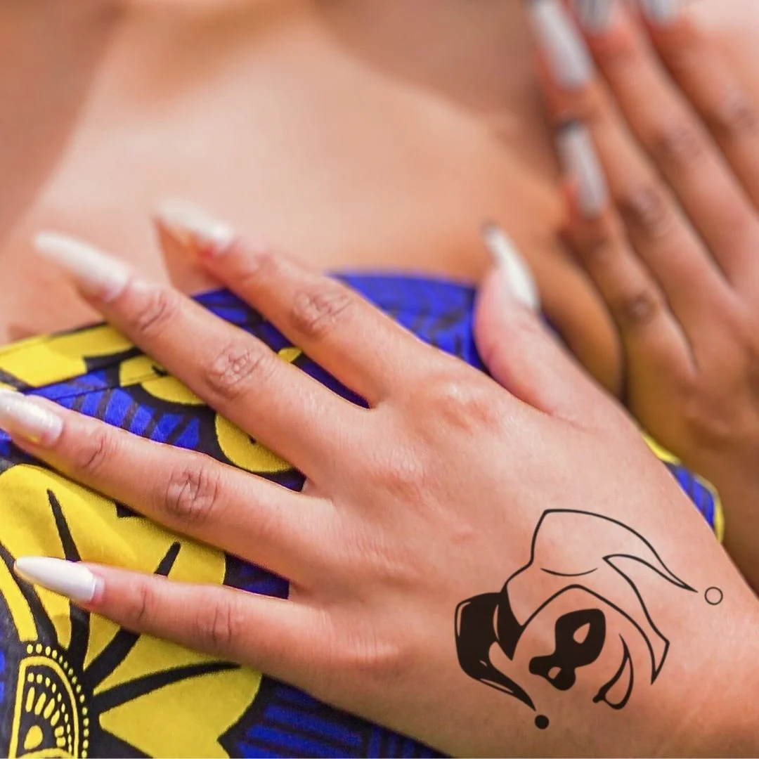 Masked Female Jester Temporary Tattoo