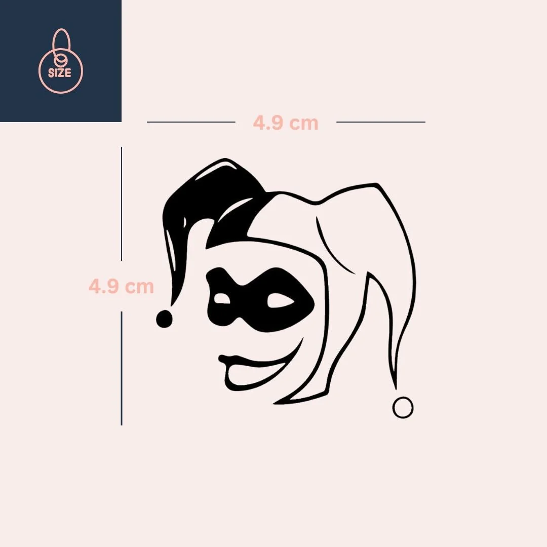 Masked Female Jester Temporary Tattoo - Image 4