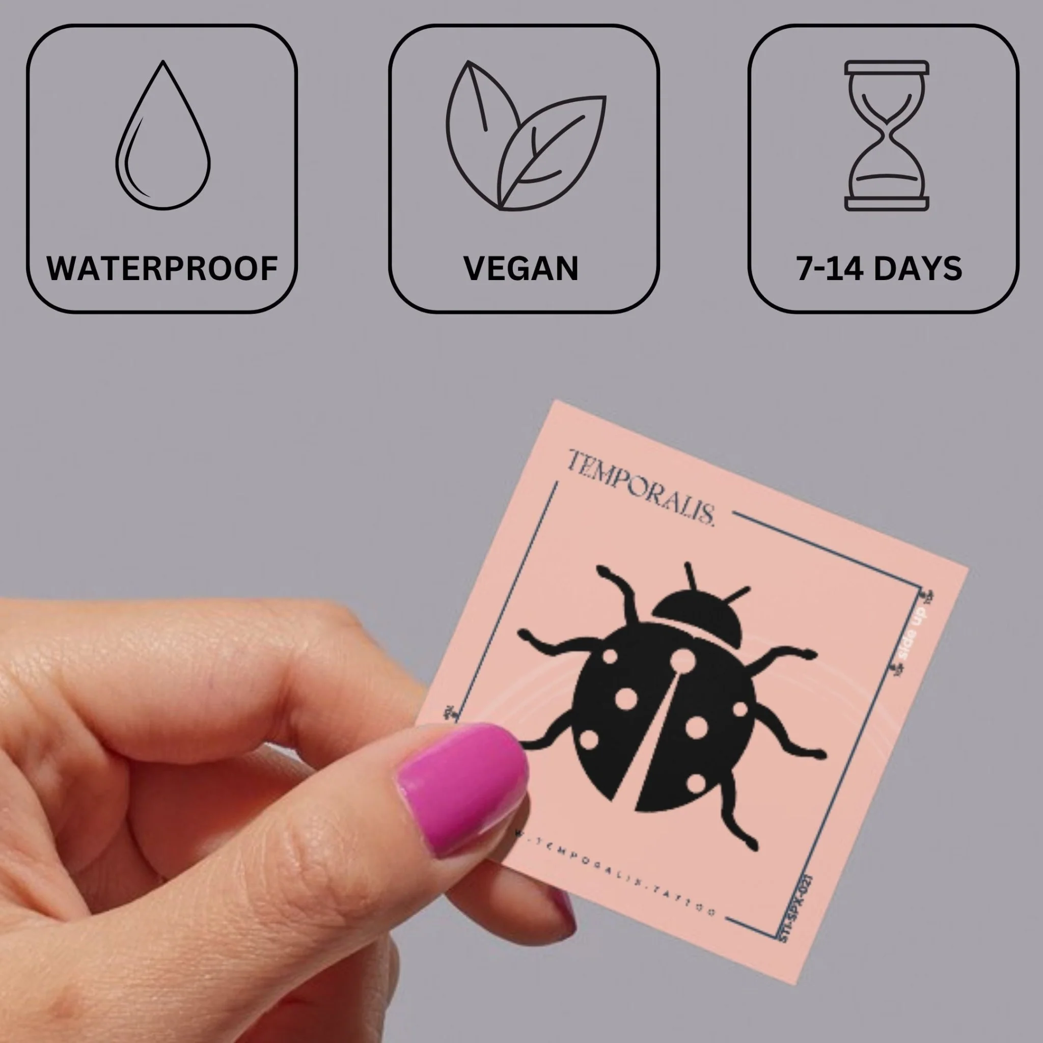 Ladybug Silhouette Temporary Tattoo - Image 3