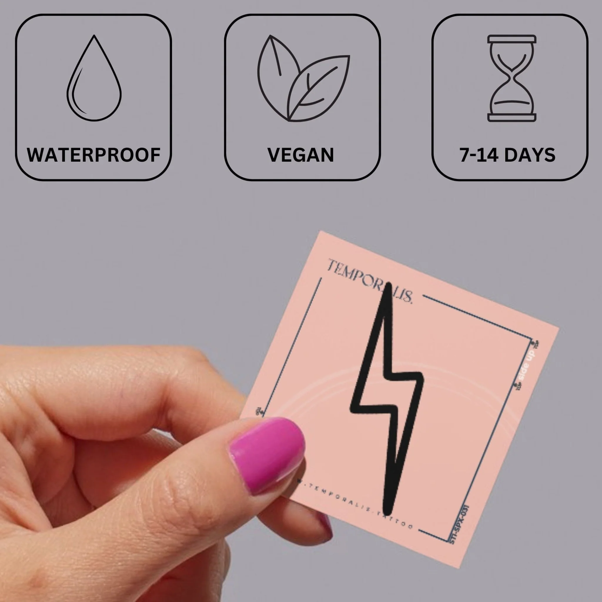 Lightning bolt temporary tattoo with bold outline - Image 3