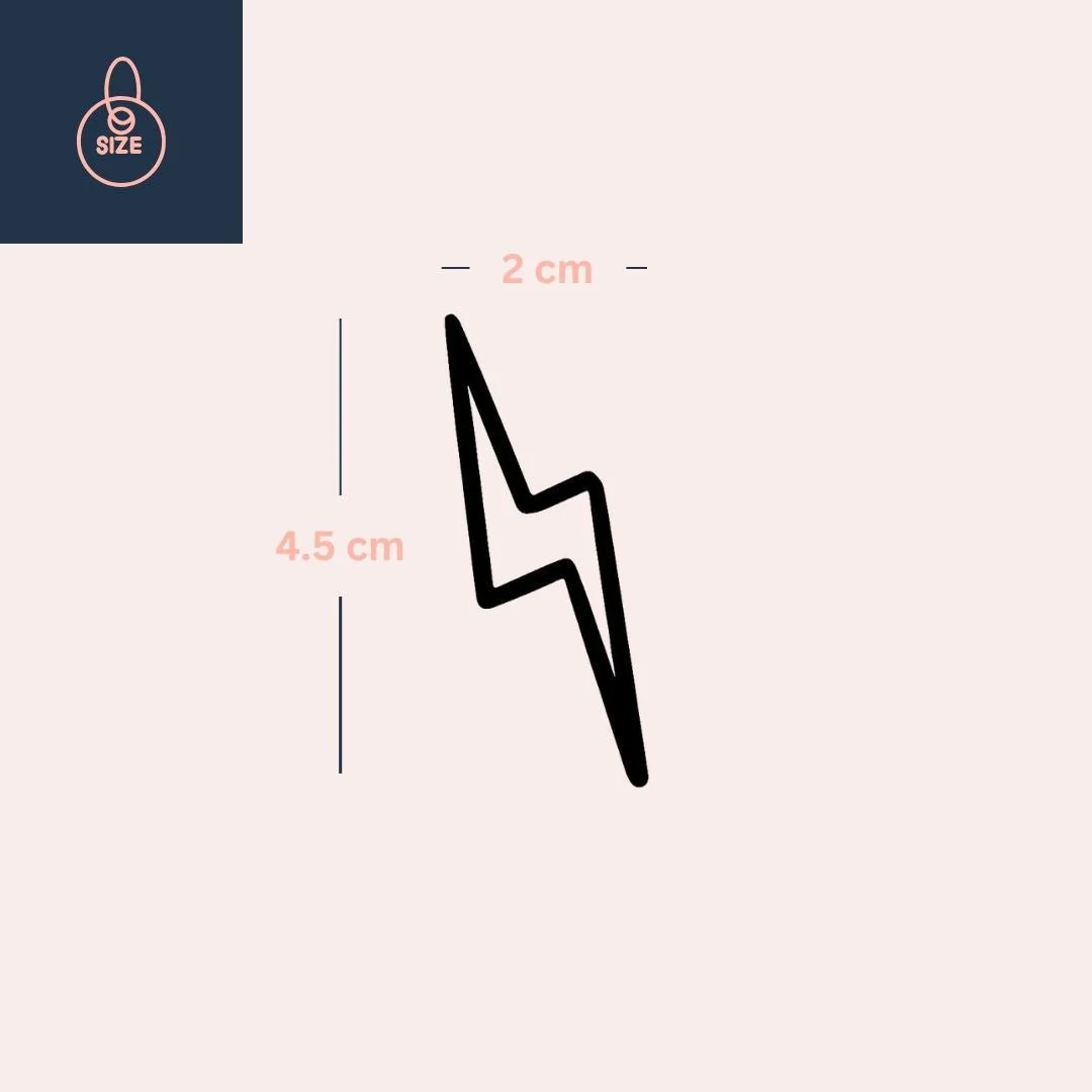 Lightning bolt temporary tattoo with bold outline - Image 4