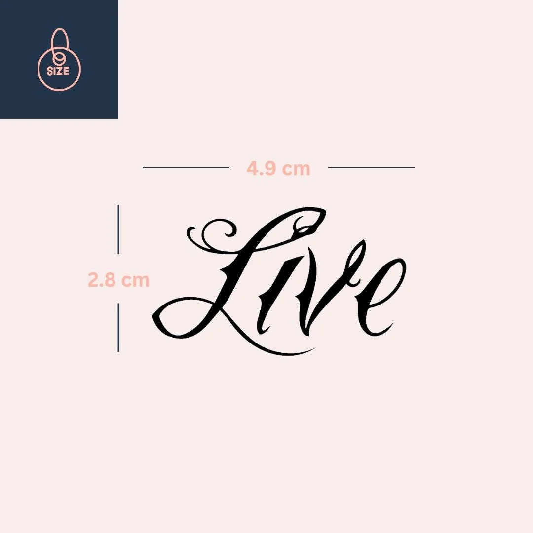 Live' calligraphy script temporary tattoo - Image 4
