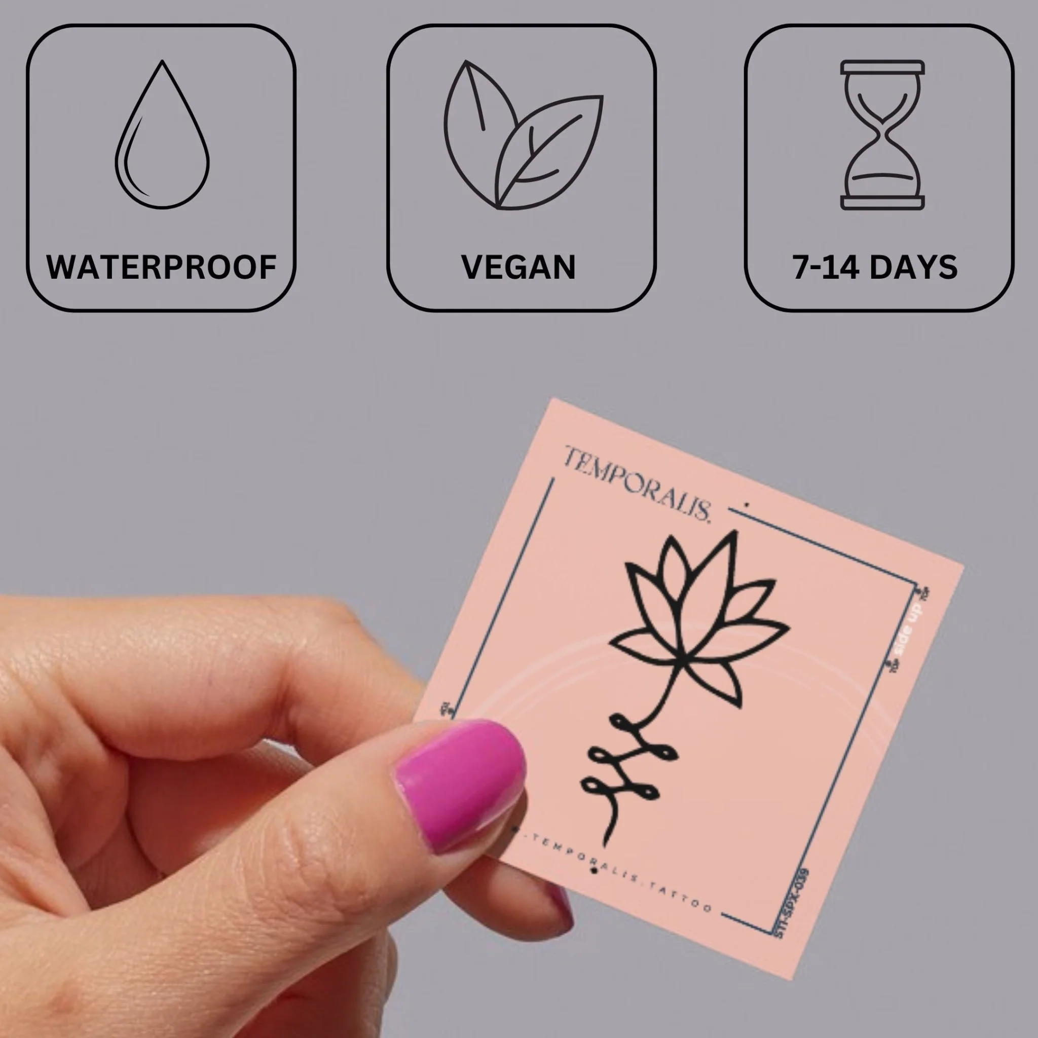 Fine line lotus flower temporary tattoo - Image 3