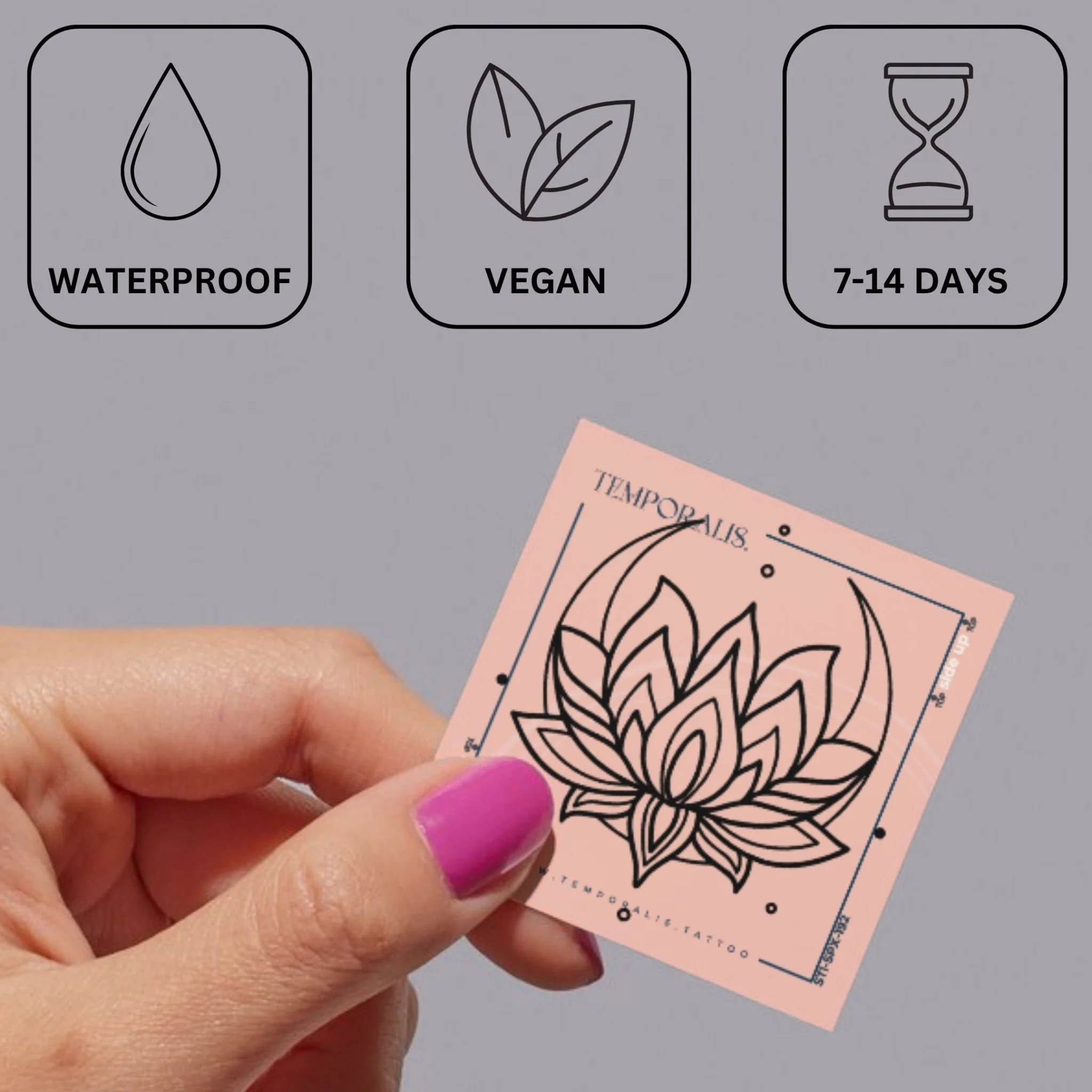 Lotus and crescent moons temporary tattoo - Image 3