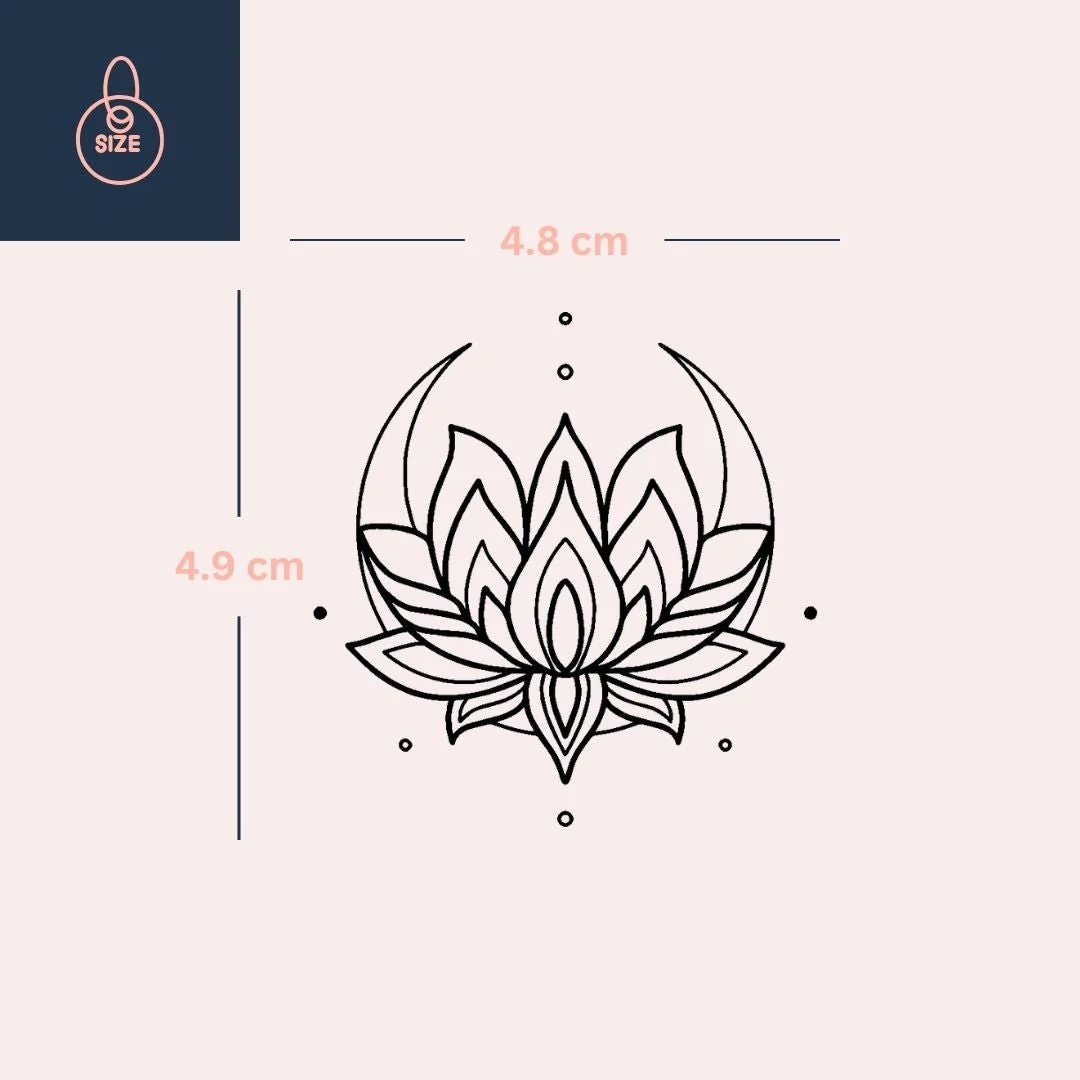 Lotus and crescent moons temporary tattoo - Image 4