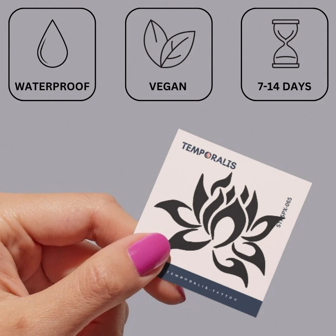 Tribal lotus temporary tattoo - Image 3
