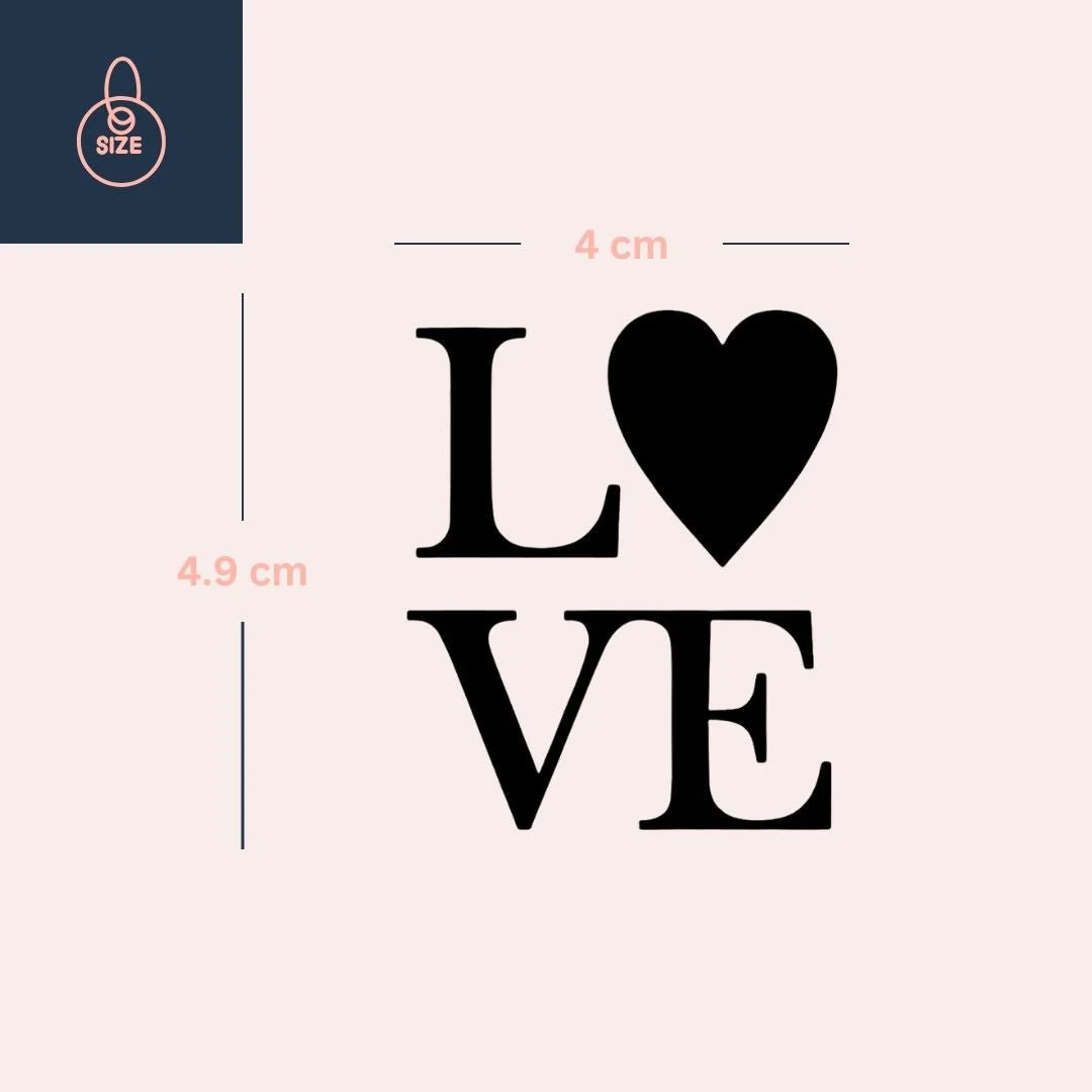LOVE temporary tattoo, heart as the O - Image 4